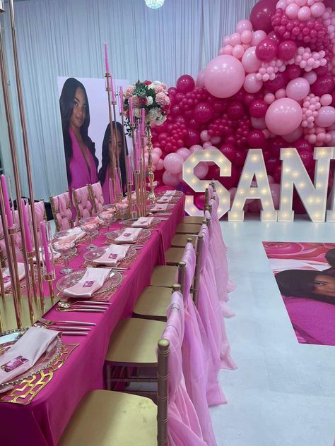 Sweet 16 Gift Table, Birthday Party Ideas Sweet 16, Party Ideas Sweet 16, 16 Party Themes, Luxury Birthday Party, 16 Party Decorations, Chanel Birthday Party, Sixteen Birthday Party Ideas, Sweet 16 Party Themes