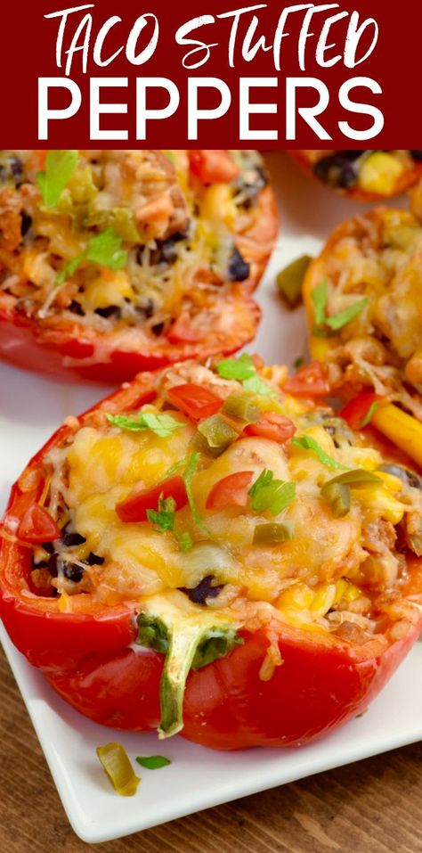 Taco Stuffed Peppers, Easy Stuffed Peppers, Great Chicken Recipes, Peppers Recipes, Easy Weeknight Dinners, Easy Weeknight Meals, Bell Peppers, Weeknight Meals, Yummy Dinners