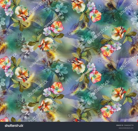 Allover Flower, Flower Allover, Botanical Flowers Print, Digital Flower, Botanical Flower Art, Shutter Stock, Allover Design, 3d Images, Chinoiserie Wallpaper