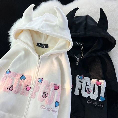 This cute hoodi is our new collection. Please visit our website. #blackhoodi #whitehoodi #hoodi #cute #dress Angelcore Clothes, Y2k Zip Up Hoodie, Harajuku Hoodie, Harajuku Women, Fashion Kpop, Stylish Hoodies, Cute Embroidery, Couples Hoodies, Cute Jackets