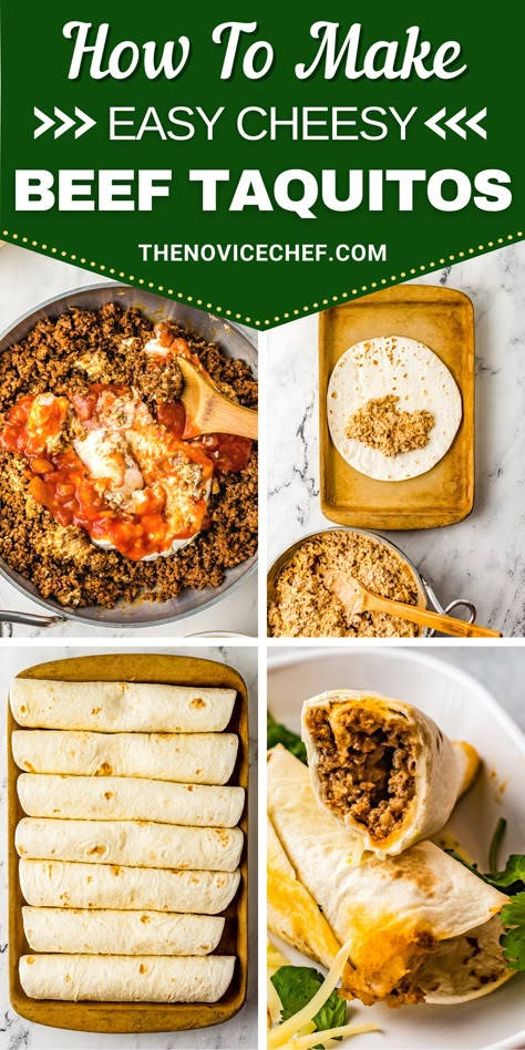 Oven Baked Taquitos, Beef Flautas Recipe, Beef Taquitos Recipe, Homemade Taquitos, Beef Taquitos, Baked Taquitos, Meal Planing, Mexican Dinners, Taquitos Beef