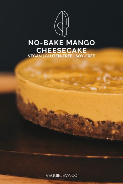 Vegan Mango Recipes, Vegan Mango Dessert, Vegan Dairy Free Recipes, Vegan Cake Icing, Vegan Mango Mousse, Vegan Mango Cheesecake, Caribbean Vegan, Cheesecake Deserts, Cheesecake Delight