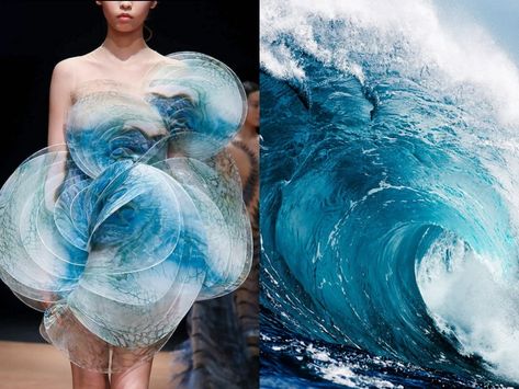 Ocean Inspired Fashion, Water Fashion, Nature Inspired Fashion, Conceptual Fashion, Fashion Illustration Sketches Dresses, Iris Van Herpen, Ocean Fashion, Fashion Sketchbook, Sea Inspired