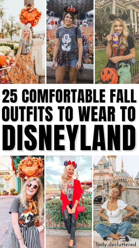 25 Comfortable Fall Outfits to Wear to Disneyland Disneyland Outfit Ideas Halloween, Comfy Disneyland Outfits Fall, Disneyland Modest Outfits, La In October Outfit, Disneyland Outfits Fall Trendy, Disney Parks Outfits Fall, Disney World Outfit Inspiration, Outfits For Disneyland In October, Disneyland Women Outfits