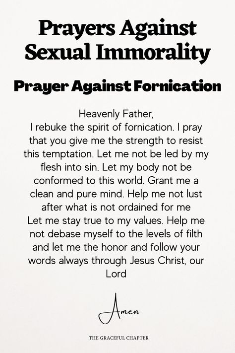 Prayers Against Homosexuality, Prayer For Lust, Prayers Against Lust, Prayer Against Lust, Biblical Sexuality, The Graceful Chapter, Unclean Spirits, Prayer For Forgiveness, Warfare Prayers