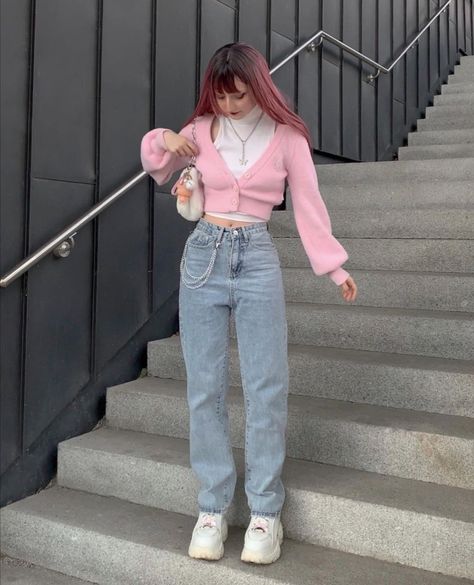 Light Blue Hair Outfits, Sweetheart Top Outfit, Korean Soft Girl Outfit, Valentines Outfits Casual, Red Coquette Outfit, Casual Kawaii Outfits, Casual Pink Outfits, Pastel Outfit Ideas, Valentines Day Outfit Ideas