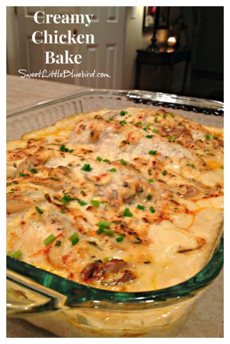 Creamy Chicken Bake Creamy Chicken Bake, Egg Benedict, Chicken Bake, Cream Of Mushroom Soup, Cream Of Mushroom, Chicken Recipes Casserole, Boiled Egg, Best Dinner Recipes, Idee Pasto Sano