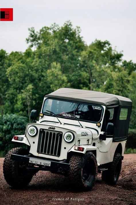 White Mahindra Jeep Di with Accelera Offroad Tyres - ModifiedX Mahindra Major Jeep, Mahindra Classic, Mahindra 4x4, Jeep Modified, Mahindra Thar Jeep, Jeep Sunset, Mini Cooper Wallpaper, Jeep Frame, Mahindra Jeep