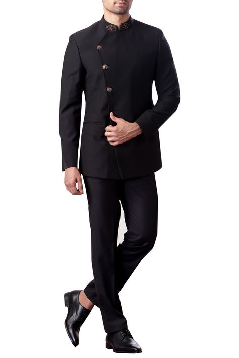 Dapper Style, Nehru Jackets, Cocktail Attire, Black Cap, Suit Separates, Full Sleeves, Black Suits, Kids Sleepwear, Metal Buttons