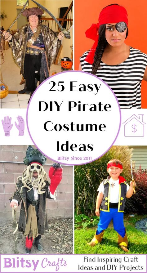 25 Last Minute DIY Pirate Costume Ideas 2022 Diy Pirate Clothes, Pirate Dress Up Women, Pirate Diy Costume Kids, Diy Kids Pirate Costume Girl, Homemade Pirate Costume For Kids, Diy Pirate Costume For Women Plus Size, Pirate Costume Kids Diy, Girl Pirate Costume Diy, Pirate Day At School Outfit