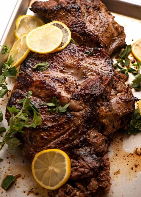 Leg Of Lamb Marinade, Butterflied Lamb Leg, Lamb Recipes Oven, Greek Lamb Recipes, Grilled Lamb Recipes, Grilled Leg Of Lamb, Roast In Oven, Greek Marinade, Lamb Marinade