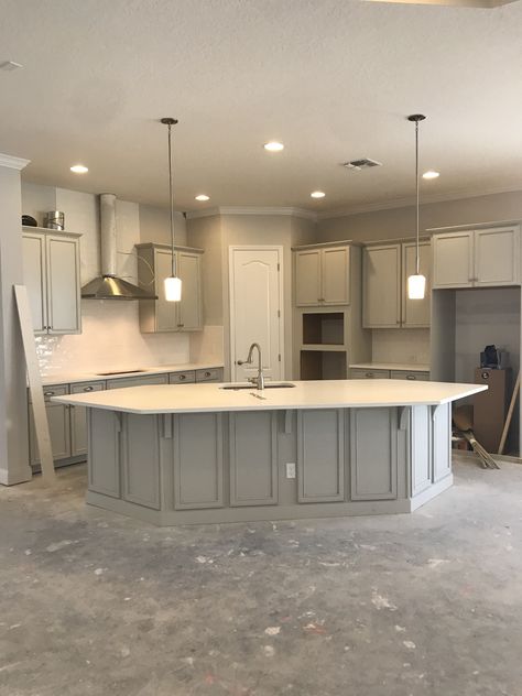 Split Level Kitchen, Split Level Kitchen Remodel, Light Floors, Corner Pantry, Long Kitchen, Gray Kitchen, Kitchen Remodel Before And After, Kitchen Designs Layout, Dark Cabinets