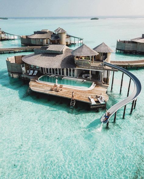 @missangievilla & @jeremyaustiin enjoying @discoversoneva spacious over water playground set within a lagoon of crystal clear waters,… Aloita Resort, Water Villa, Dream Vacations Destinations, Dream Travel Destinations, Stilts, Vacation Places, Beautiful Places To Travel, Dream Destinations, Vacation Destinations