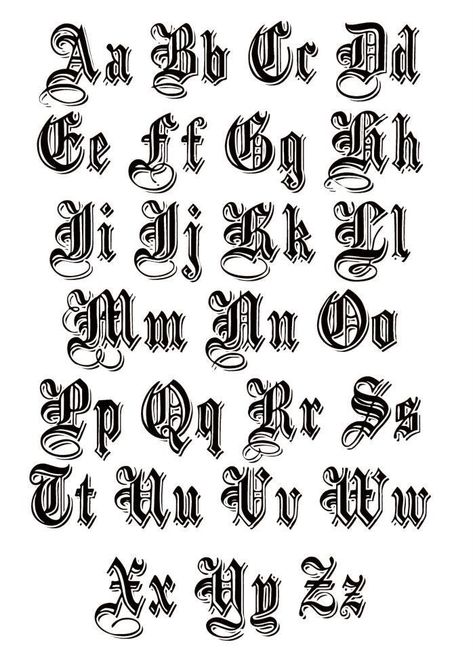 Old English Alphabet, Tattoo Lettering Alphabet, Alphabet Graffiti, Alfabet Font, Tattoo Fonts Alphabet, Calligraphy Fonts Alphabet, Old English Letters, Lettering Styles Alphabet, Chicano Lettering