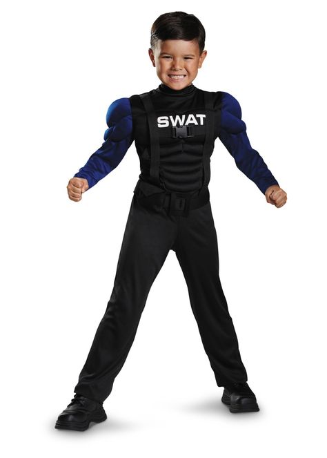 Swat Toddler Muscle Costume Swat Halloween Costume, Scary Kids Halloween Costumes, Swat Officer, Police Officer Halloween Costume, Baby Halloween Costumes Newborn, Boys Halloween Costumes Diy, Cop Halloween Costume, Toddler Boy Halloween Costumes, Fancy Dress Halloween