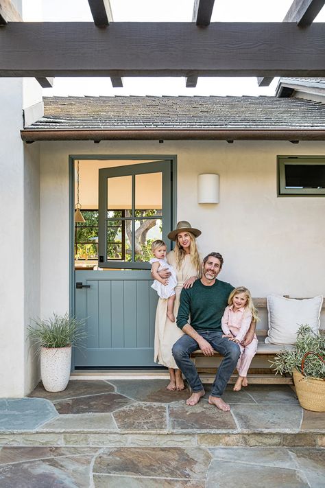 Concrete Bathtub, Söderhamn Sofa, Pink Tub, Ranch House Exterior, California Ranch, Mid Century Ranch, Ranch Exterior, Terracotta Wall, Modern Ranch