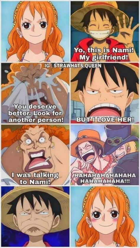 One Piece memeッ Luffy Nami, My Stomach Hurts, One Piece Series, One Piece Cartoon, Luffy X Nami, One Piece Meme, One Piece Crew, One Piece Nami, One Piece Ship