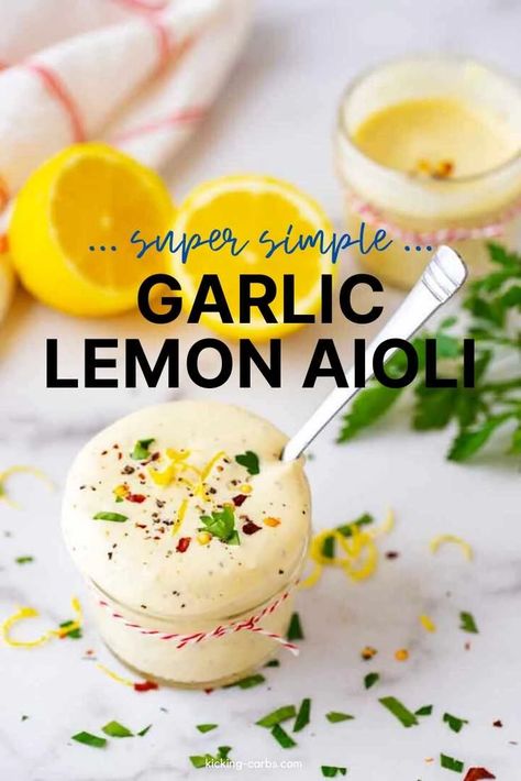 Lemon Aoli, Lemon Aioli Recipe, Keto Bbq Sauce, Low Carb Ketchup, Homemade Aioli, Aioli Sauce, Delicious Salad Dressings, Lemon Aioli, Keto Sauces