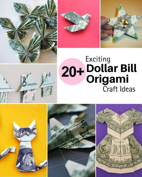 A curated list of fun & exciting dollar bill origami ideas, catered to everyone! Make some memorable gifts with just a dollar & a pair of crafty hands! Dollar Bill Folding, Dollar Origami Easy Step By Step, Money Origami Easy Step By Step, Origami With Dollar Bills, Dollar Bill Origami Easy Step By Step, Folding Dollar Bills Easy Step By Step, Money Origami Easy, Origami Dollar Bill, Fold Dollar Bill