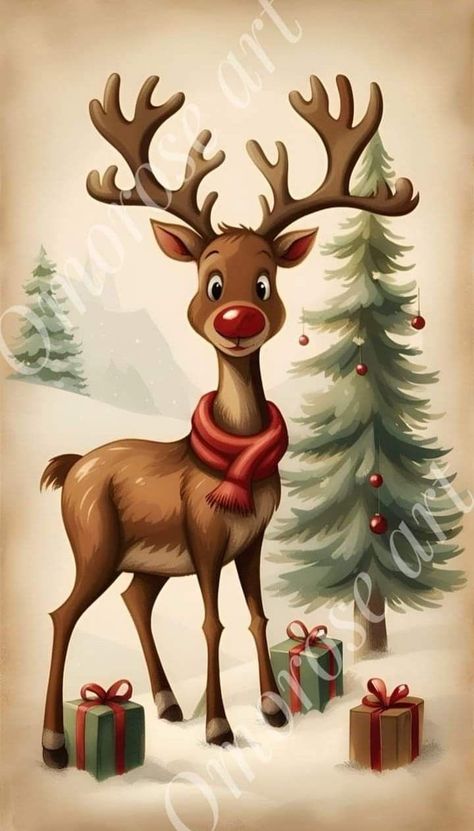 Free Christmas Printables Vintage, Deer Christmas Cards, Aladdin Wallpaper, Watercolor Christmas Cards Diy, Merry Christmas Happy Holidays, Old Fashioned Christmas, Christmas Decorations Rustic, Christmas Drawing, Christmas Crafts Decorations