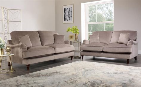 Charleston Mink Velvet Sofa 3+2 Seater Only £1299.98 | Furniture Choice Mink Sofa Living Room, Mink Living Rooms, Mink Sofa, Best Leather Sofa, Elegant Living Room Design, Ottoman Storage Bed, Luxury Mattresses, Apt Ideas, Clean Sofa