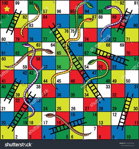 Snakes and Ladders Board Game, Snakes, ladders, start, finish .Vector illustration. #Ad , #sponsored, #Board#Game#Snakes#Ladders Snakes And Ladders Template, Snakes And Ladders Printable, Ladders Game, Board Game Template, Snake Game, Snakes And Ladders, Snake Art, Childhood Games, Game Start