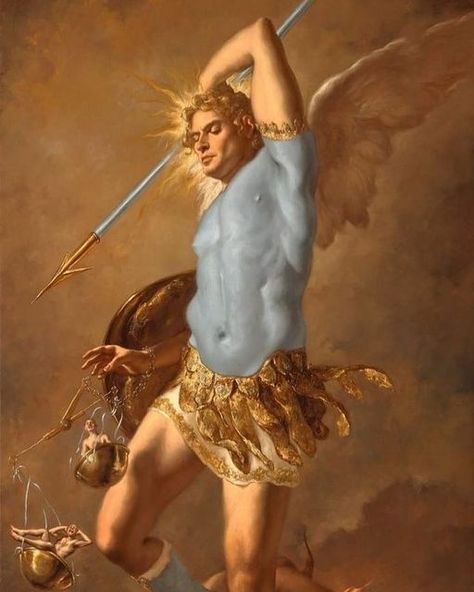 Archangel Michael Painting, Archangel Michael Art, Giovanni Gasparro, Saint Michael Angel, Guardian Angel Pictures, Male Angels, Saint Gabriel, Michael The Archangel, Rennaissance Art