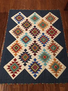 Southwest Quilts Native American, Jewel Tone Quilts, Southwestern Quilt Patterns, Southwest Quilt Patterns Free, Pineapple Patchwork, Squash Blossom Quilt, Western Quilt Patterns, Southwest Quilt Patterns, Mexican Quilt