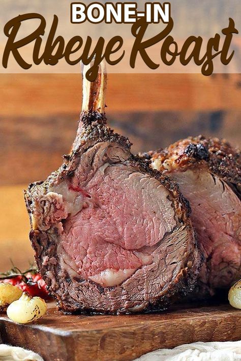 Bone In Ribeye Roast, Standing Rib Roast Recipe, Red Wine Pan Sauce, Beef Ribeye Roast, Beef Rib Roast, Red Wine Recipe, Prime Rib Roast Recipe, Ribeye Roast, Bone In Ribeye