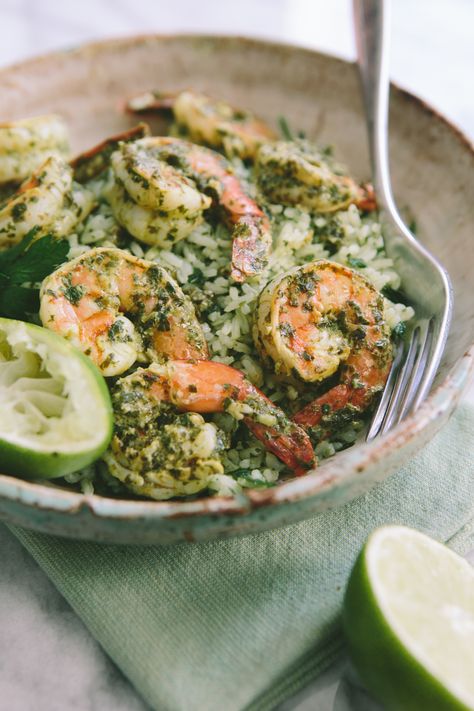 Chimichurri Shrimp with Lime-Herb Rice — A Thought For Food Chimichurri Shrimp, Herb Rice, Cactus Club, Peruvian Food, Shrimp Ceviche, Think Food, A Thought, Rice Recipe, Seafood Dishes