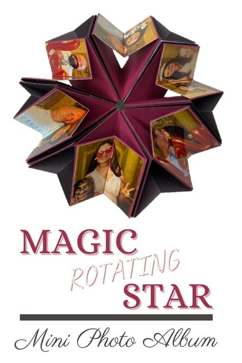 Magic Rotating Star - Mini Photo Album for 24 Photos, Rotierender Stern als Fotoalbum,  #scrapbooking #diy  #minialbum #papercrafts #paperart #papier #tutorial Star Books Tutorial, Mini Photo Albums Diy, Diy Photo Album Ideas, Diy Mini Album Tutorial, Photo Cards Diy, How To Make Magic, Homemade Holiday Cards, Star Book, Photo Cube