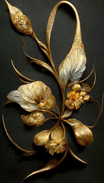 Luxury golden flower decorative backgrou... | Premium Photo #Freepik #photo #royal-background #ornament-pattern #decorative-pattern #luxury-pattern 3d Art Painting, Victorian Vases, Silhouette Wall Art, Victorian Flowers, Background Beautiful, Plaster Art, Golden Flower, Flower Art Images, 3d Painting