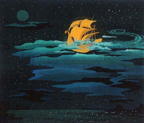 concept art for Disney's Peter Pan by Mary Blair Disney Concept Art, Tumblr, Mary Blair, Neverland Room, Mary Blair Art, Peter Pan Art, Mary Robinson, Deco Disney, Art Disney