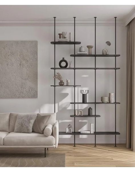 Shelving Unit Decor, Bookshelf Small Space, Modern Bookcase Design, Industrial Bookcase, Modern Industrial Decor, Living Room Wall Units, Attic House, Shelving Design, Regal Design