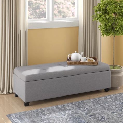 Brayden Studio Jovita 50.8" Tufted Storage Ottoman & Reviews | Wayfair.ca Tufted Storage Ottoman, Upholstered Storage Bench, Leather Pouf, Storage Ottoman Bench, Bedroom Space, Upholstered Storage, Modern Storage, Beachcrest Home, Ottoman Bench