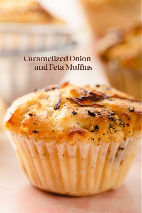 These delicious savory muffins are quite the revelation. So easy and versatile, they are the perfect accompaniment to a cup of hot soup, a grab-and-go snack, or even a breakfast bread to pair with eggs. #muffins #muffinrecipes #feta #savorysnacks #savorybitesrecipes #bakingrecipe #baking #onions #muffintinrecipes #teatime Kos, Essen, Budha Bowls, Savory Breakfast Muffins, Bakery Goodies, Fijian Food, Savory Cupcakes, Vegetable Ideas, Savory Muffins Recipes