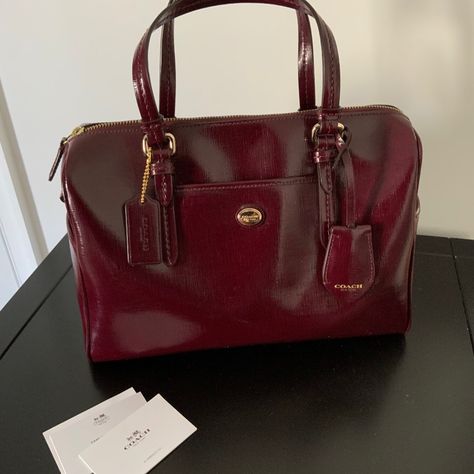 Good Quality Real Leather Never Worn It Comes With A Dust Bag Classy Purses, Handbags For School, Oxblood Leather, Aesthetic Bags, Woman Bag, Bags Coach, Red Purses, Pretty Bags, Big Bags