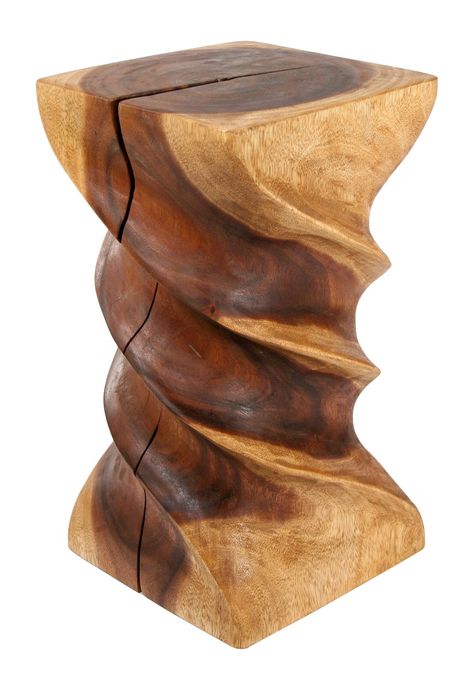 Triple Twist End Table Wood Table Modern, Monkey Pod Wood, Contemporary End Tables, Diy Nightstand, Outdoor Stools, Wood End Tables, Live Edge Table, Modern Side Table, Console And Sofa Tables