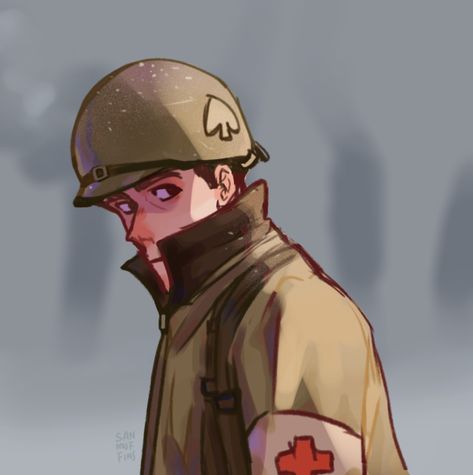 World war, illustration, band of brothers, eugene roe Band Of Brothers Drawing, Band Of Brothers Fanart, Ww2 Medic, Soldier Medic, Bob Fanart, Eugene Roe, Easy Company, Band Of Brothers, Ibis Paint