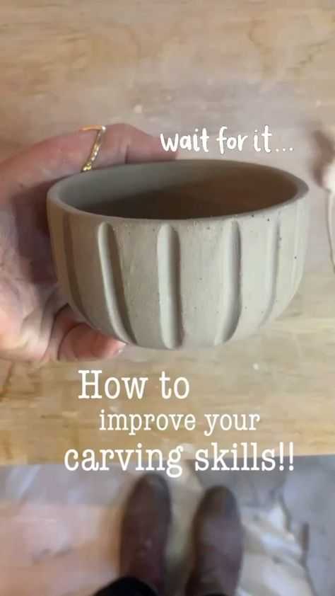 �••• Do you want to improve your carving technique⁉️ I definitely wanted to 💯 So I set out to find out, how I could get a more uniform… | Instagram Clay Carving Tools, Carving In Pottery, Pottery Carving Tools, Porcelain Pottery Ideas, Carved Pottery Mugs, Clay Carving Ideas, Carving Pottery Ideas, Carved Pottery Ideas, Glaze Techniques Ceramics