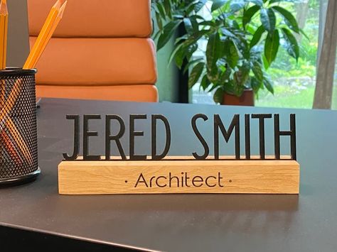 Wood Name Plate, Oak Wood Desk, Office Name Plate, Office Desk Name Plates, Desk Plates, Name Plate Design, Office Names, Name Boards, Desk Name Plate