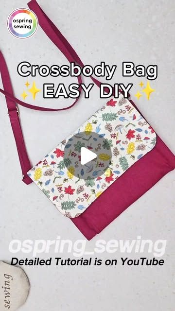 Easy Crossbody Bag, Crossbody Purse Patterns, Crossbody Bag Sewing, Diy Handbags, Sewing Purses, Bag Sewing, Bag Patterns To Sew, Cross Bag, Purse Patterns