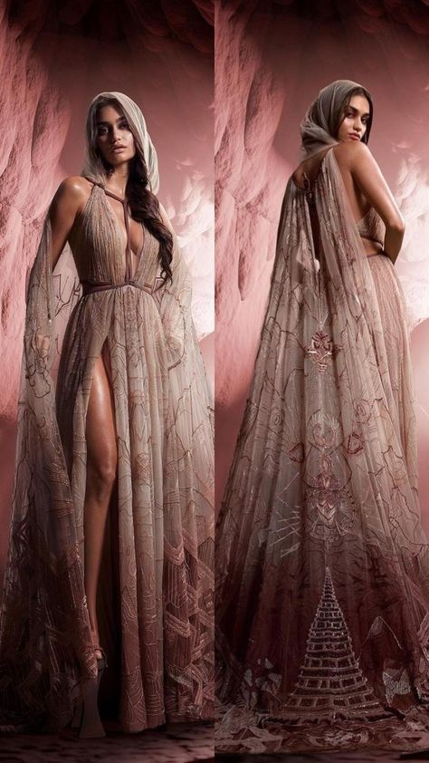 Artemis Inspired Dress, Goddess Outfit Aesthetic, Pandora Outfit, Fictional Dresses, Armour Dress, Villain Dresses, Goddess Outfit, Paolo Sebastian, Queen Costume