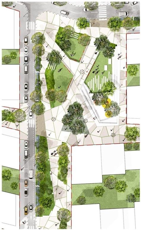 Plan Rendering Architecture, Parking Plan, Plan Rendering, Rendering Architecture, Landscape Architecture Graphics, Landscape Architecture Plan, Landscape And Urbanism Architecture, Plaza Design, مركز ثقافي