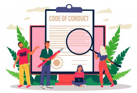 Business people studying code of conduct... | Premium Vector #Freepik #vector #character #cartoon #office #marketing Software Development Programming, People Studying, Office Marketing, Future Technology Concept, Big Data Visualization, Writing Code, Illustration Story, Programming Code, Binary Code