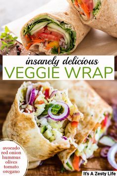 Fedtforbrændende Mad, Hummus Avocado, Veggie Wrap, Veggie Wraps, Veggie Sandwich, Lunch Recipes Healthy, Think Food, Lost 100 Pounds, Wrap Recipes