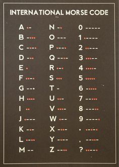 International Morse Code International Morse Code, Oppgaver For Barn, Ako Kresliť, Code Morse, Survival Life Hacks, Apocalypse Survival, Survival Life, Emergency Prepping, Morse Code