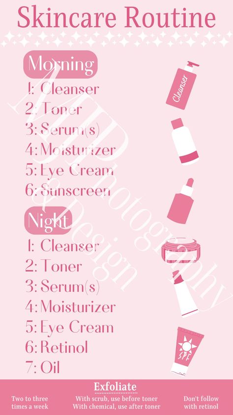 Skincare routine. Daily schedule. Morning and Night routine. Digital download immediately after purchase, with the watermark removed. 16:9 ratio (same size as Instagram story). 9 Am Morning Routine, Daily Skincare Routine, Morning Routine Skincare, Best Night Routine, Morning Skincare Routine, Night Time Skin Care Routine Steps, Daily Routines, Night Skincare Routine Steps, Night Time Skincare Routine Order