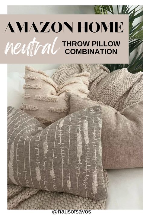 Throw Pillows On Light Tan Couch, Living Room Throw Pillows Beige Couch, Cushions For Beige Couch, Chopped Pillows On Couch, Beige Sofa Living Room Ideas Pillows, Throw Pillows On Sectionals, Farmhouse Couch Pillow Ideas, Decorative Throws Blanket On Couch, How To Put Pillows On A Sectional