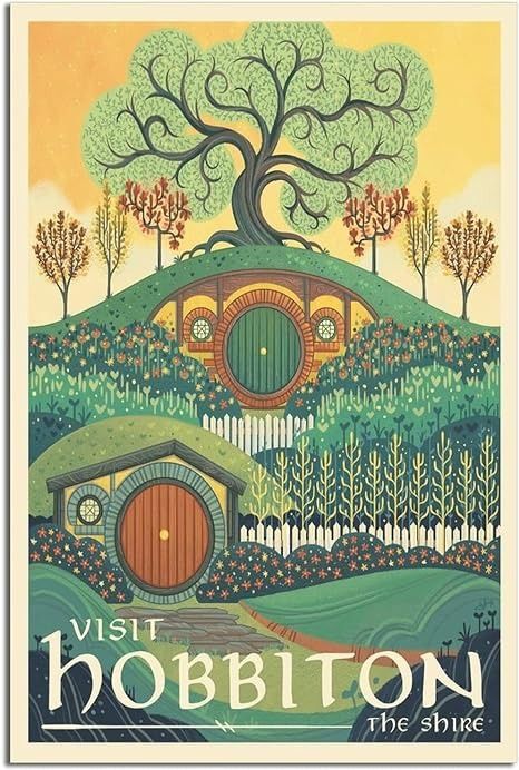 Hobbit Party, Retro Kunst, Landscape Canvas Art, Vintage Travel Poster, Poster Pictures, Travel Wall Art, Travel Wall, Wall Art Canvas Painting, Studio Decor